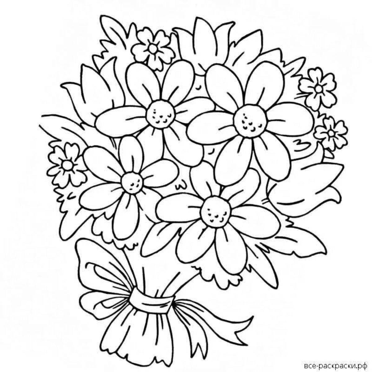 Coloring book spectacular bouquet of daisies