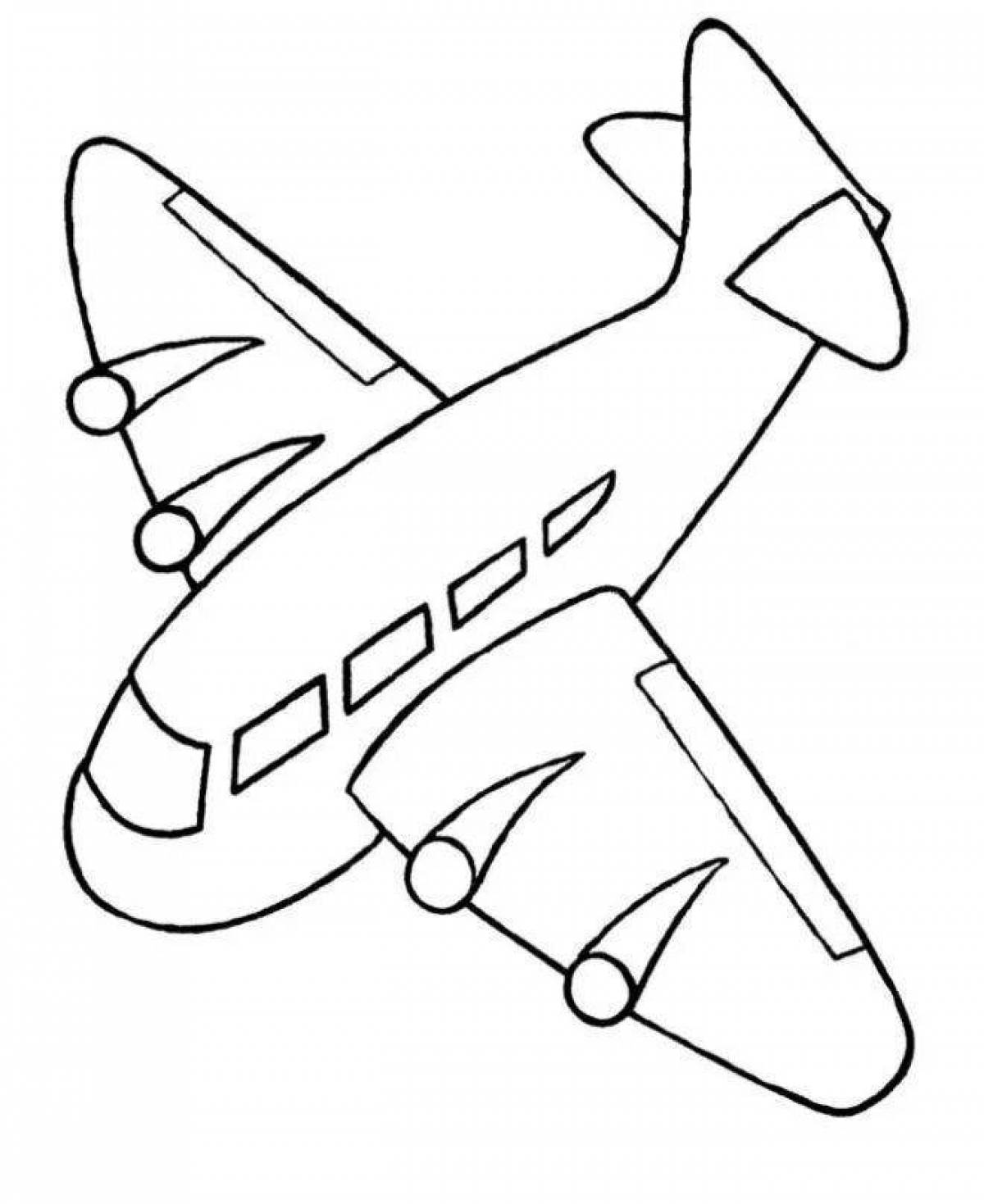 A coloring page with a bright pattern of an airplane