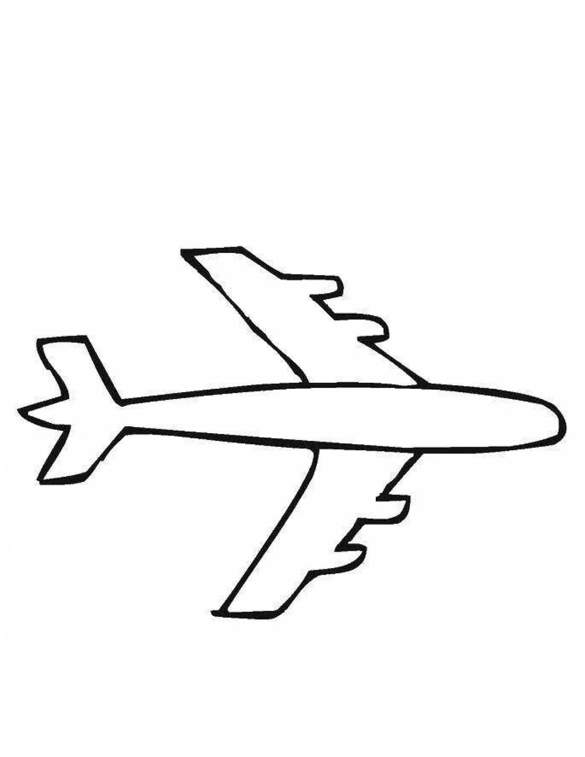 Веселая страница раскраски с рисунком самолета
