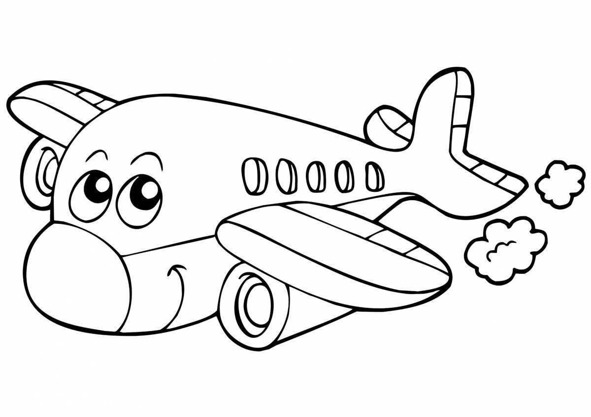Страница раскраски с причудливым рисунком самолета