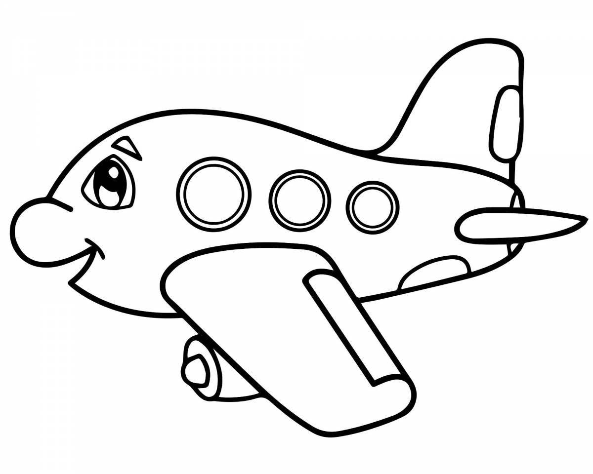 Страница раскраски с рисунком милого самолета