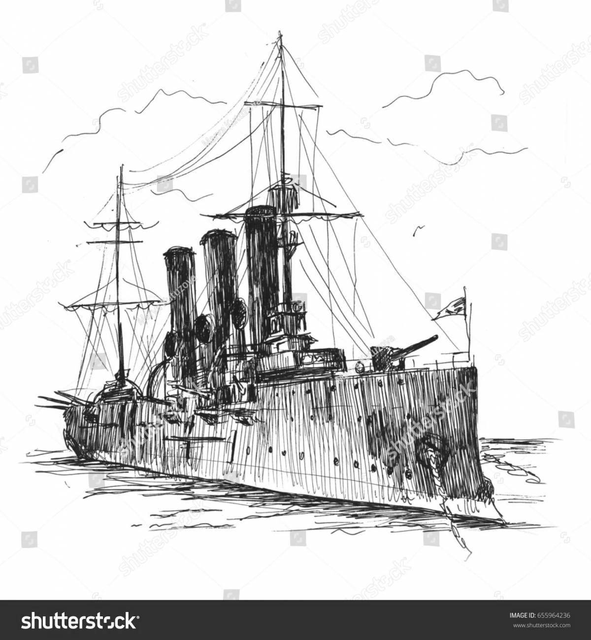 Фото Раскраска славного крейсера «аврора»