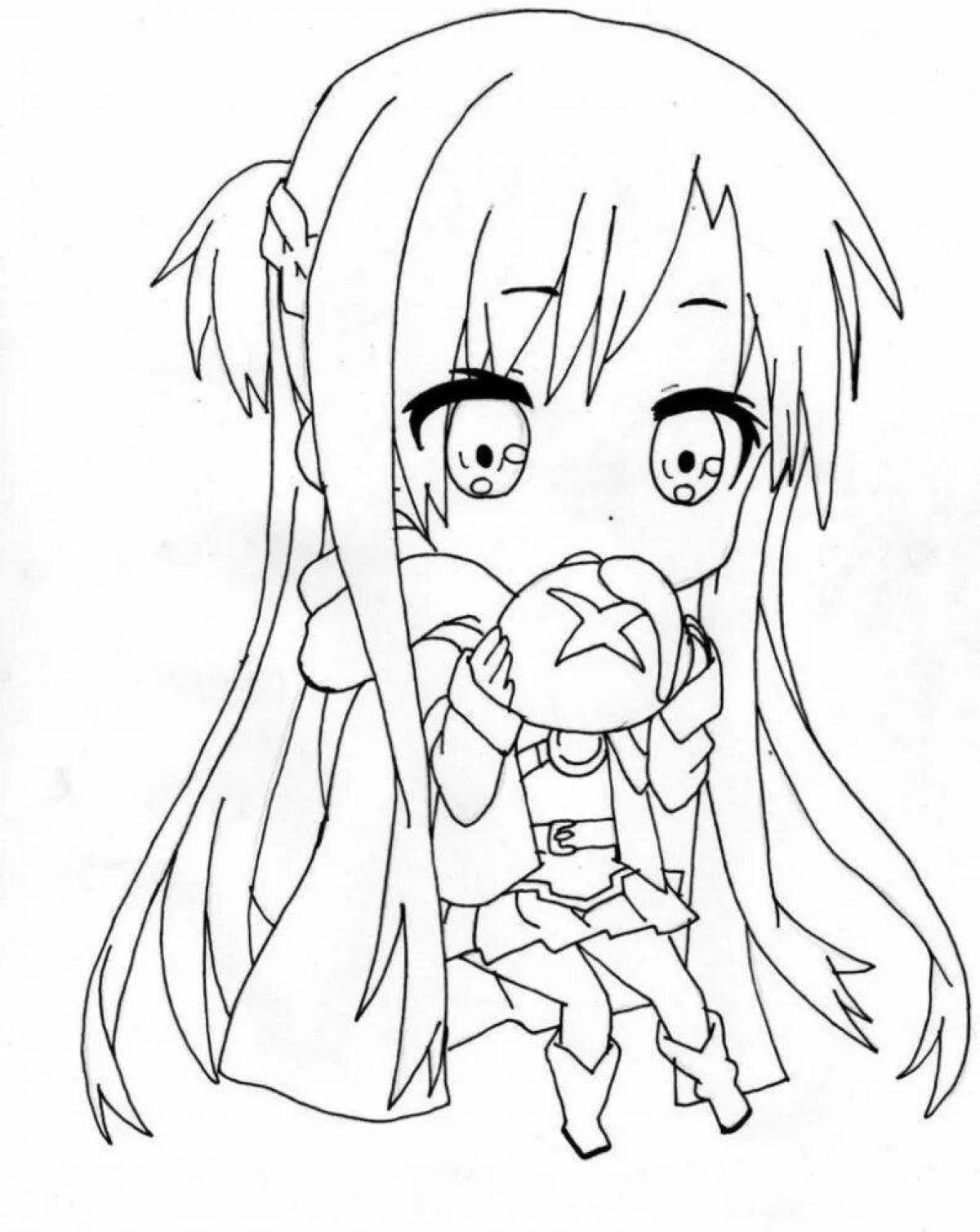 Playful anime sticker coloring page