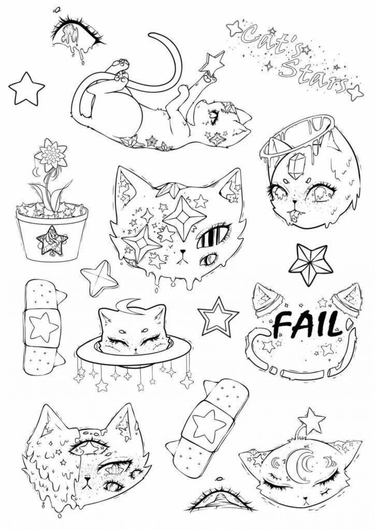 Cute Anime Stickers Coloring Page