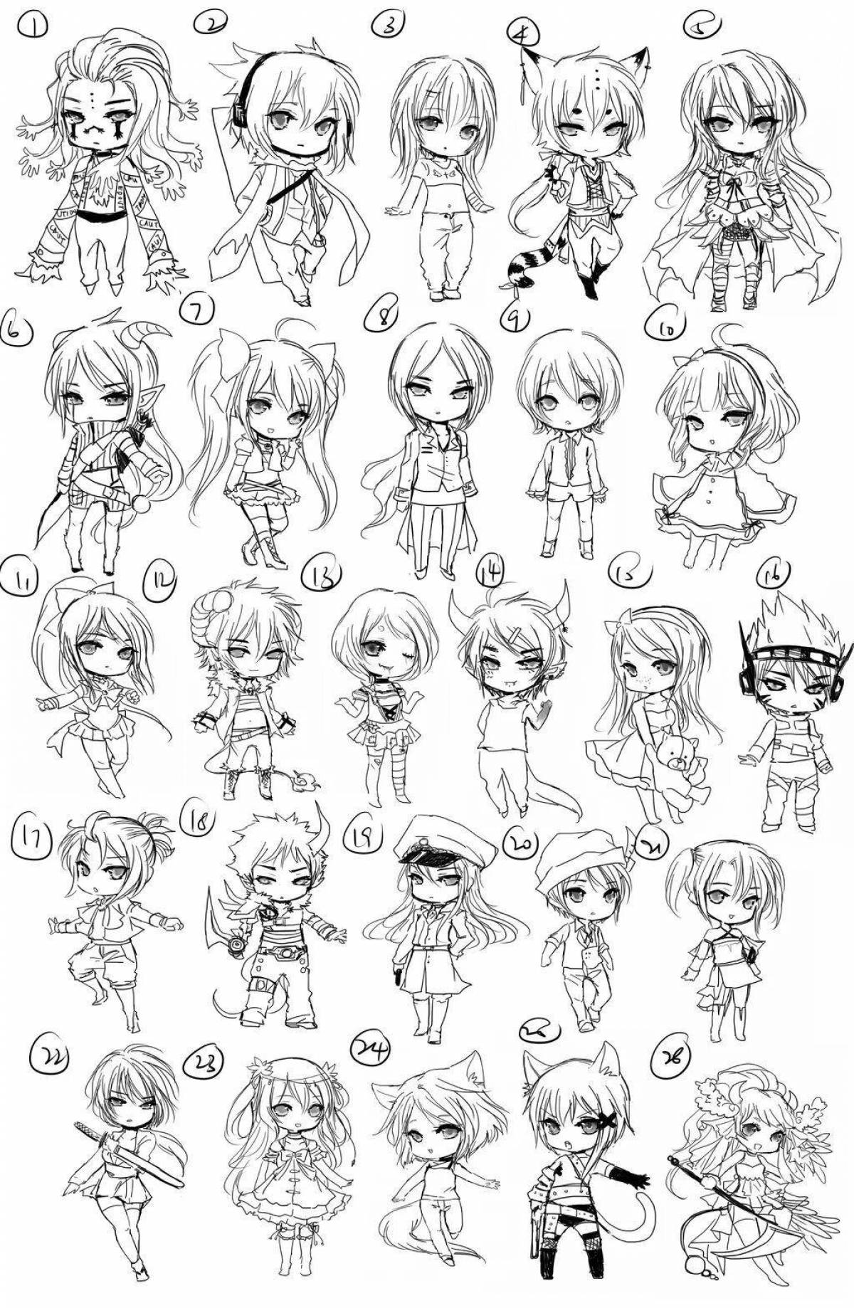 Coloring book grand anime stickers