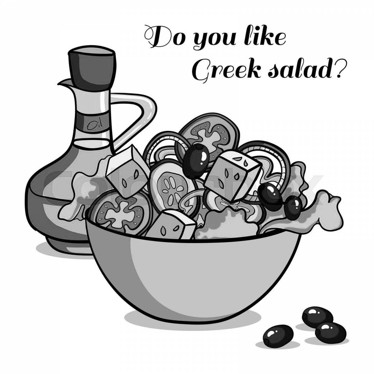 Coloring page for a seductive Greek salad