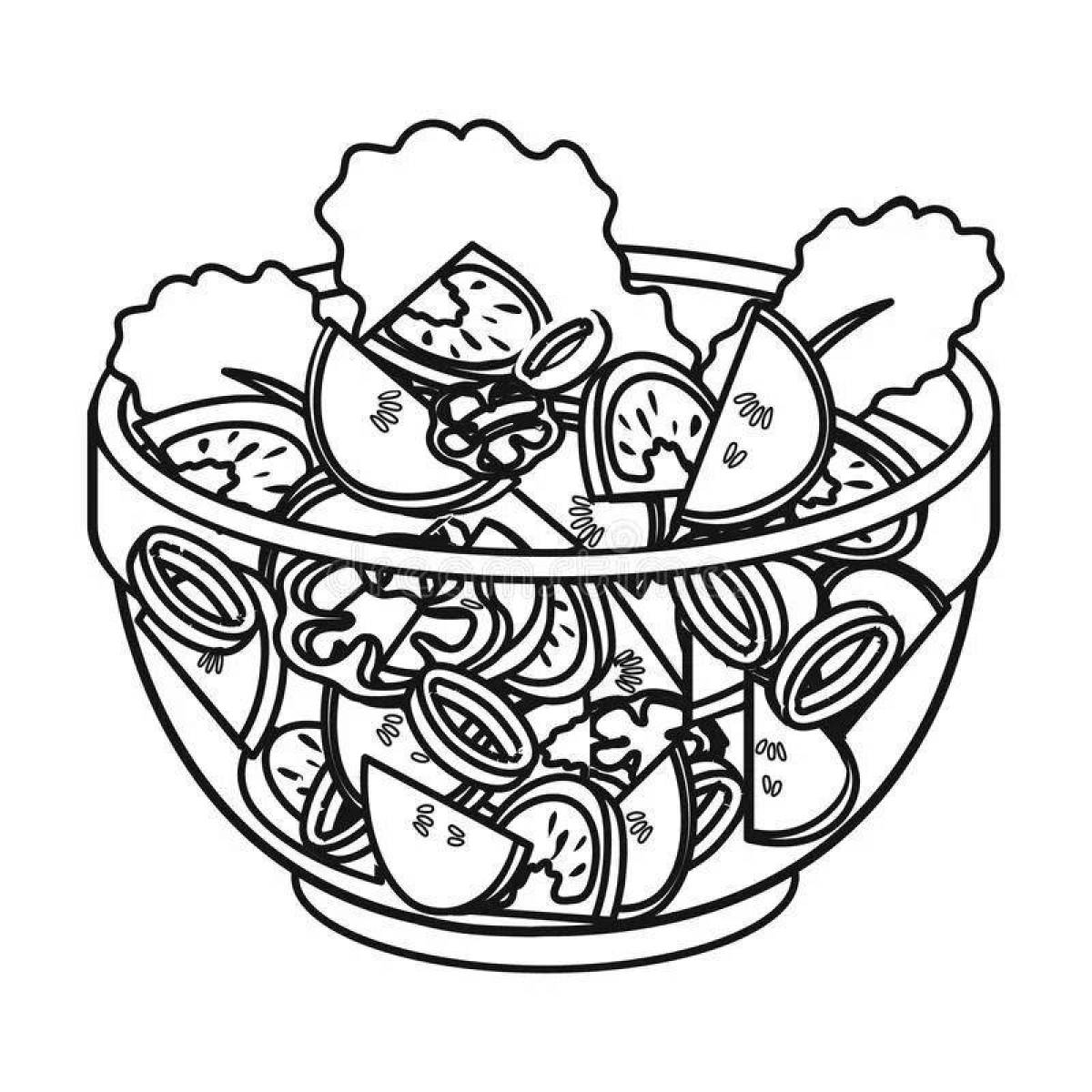 Оживленный греческий салат-раскраска