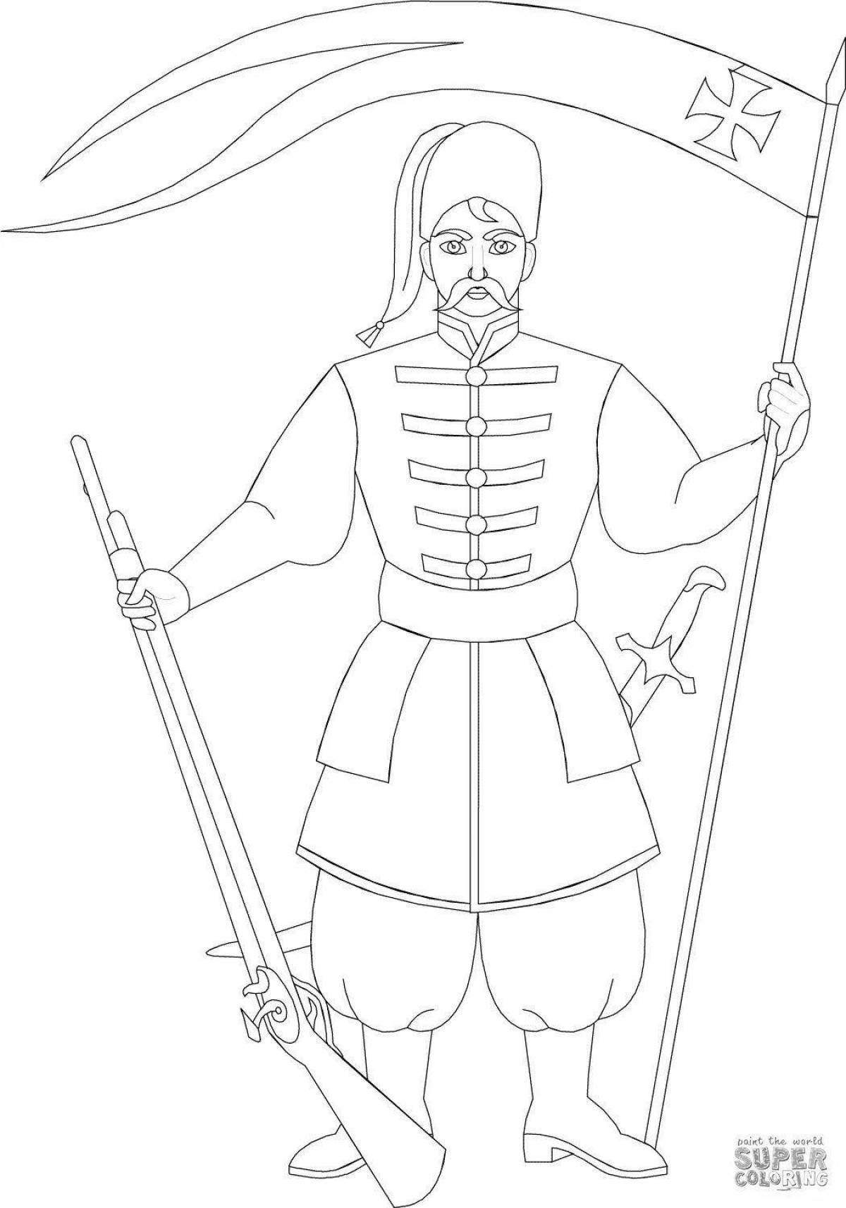 Coloring page jubilant Don Cossacks