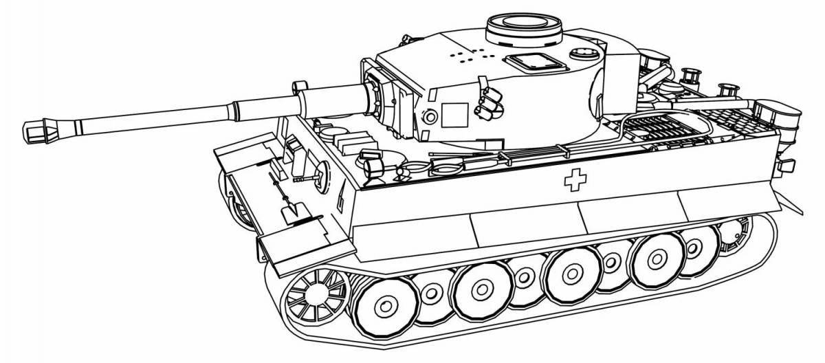 Colorful lego tank coloring page