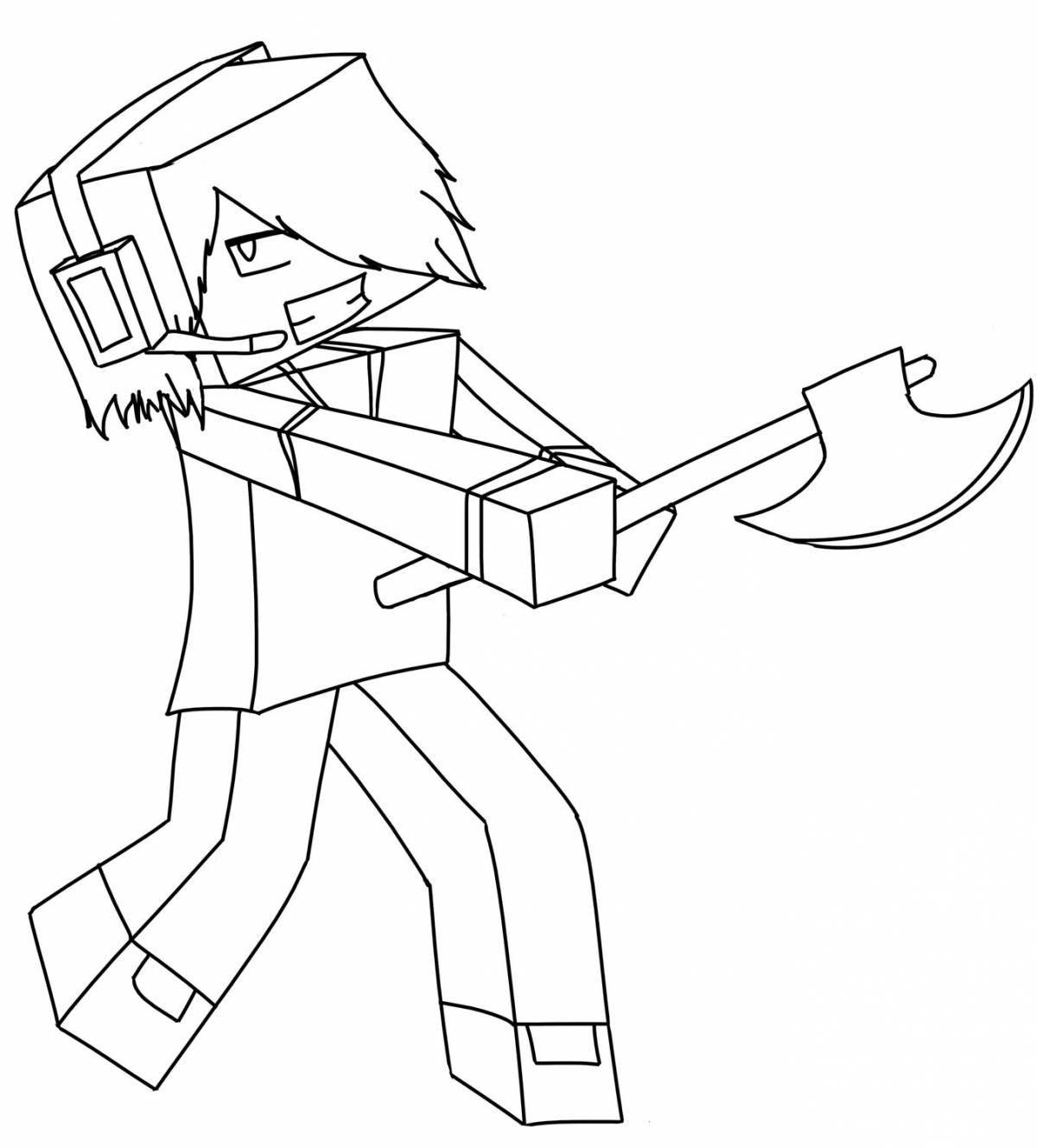 Coloring page for colorful minecraft characters