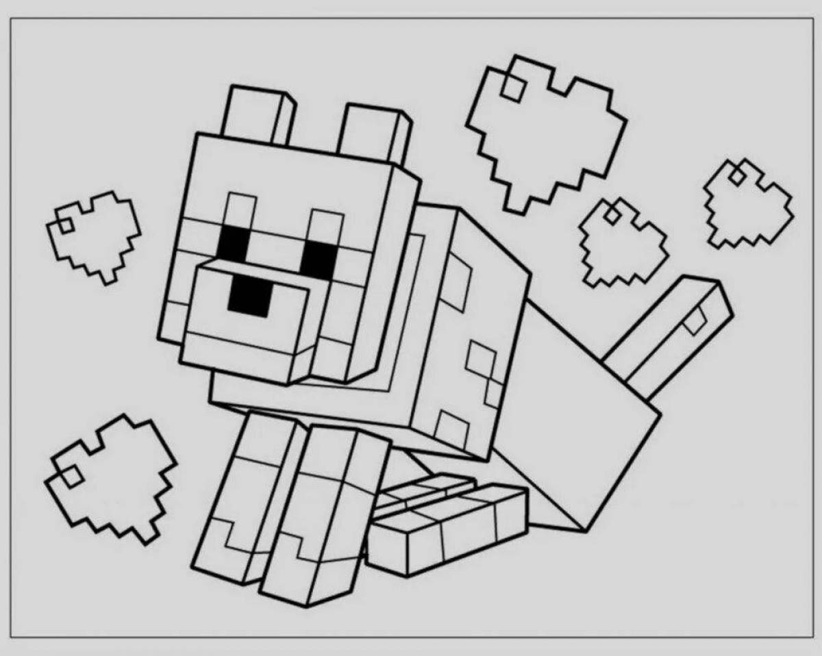 Coloring book with bright minecraft characters