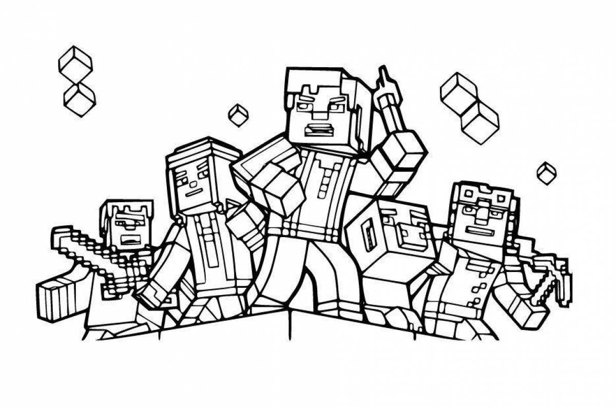 Coloring page for funny minecraft characters