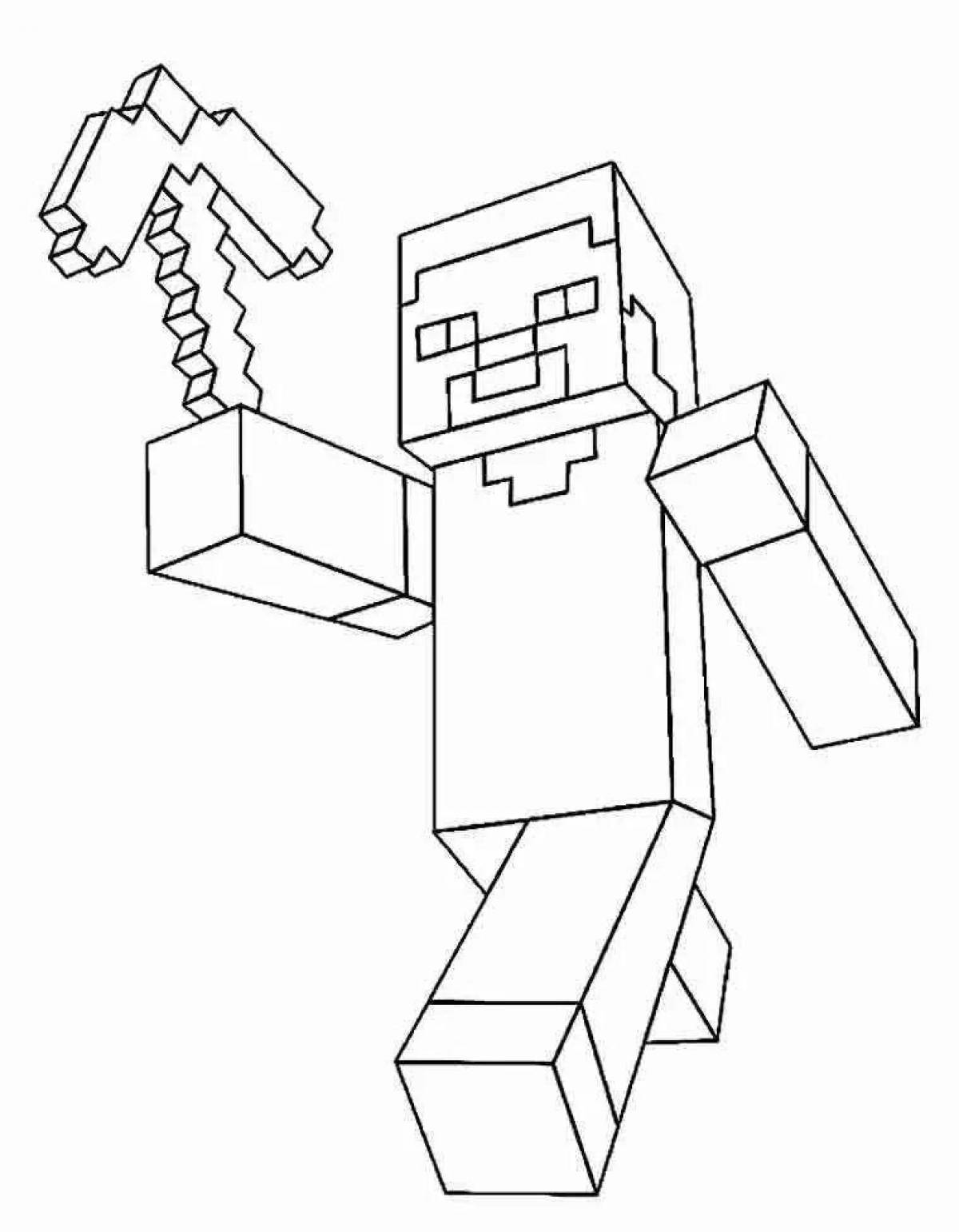 Minecraft character coloring page with rich colors