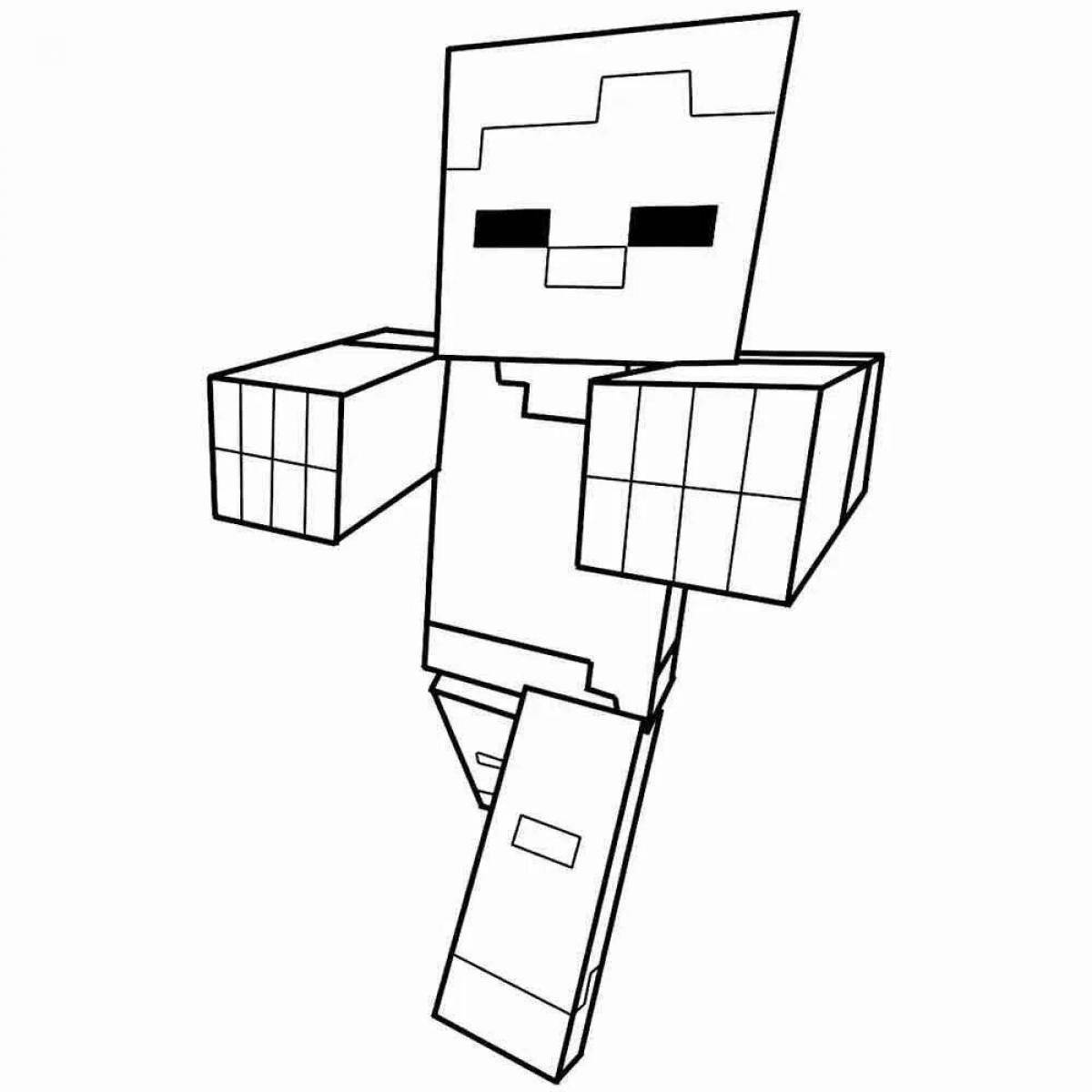 Minecraft character coloring page with awesome colors