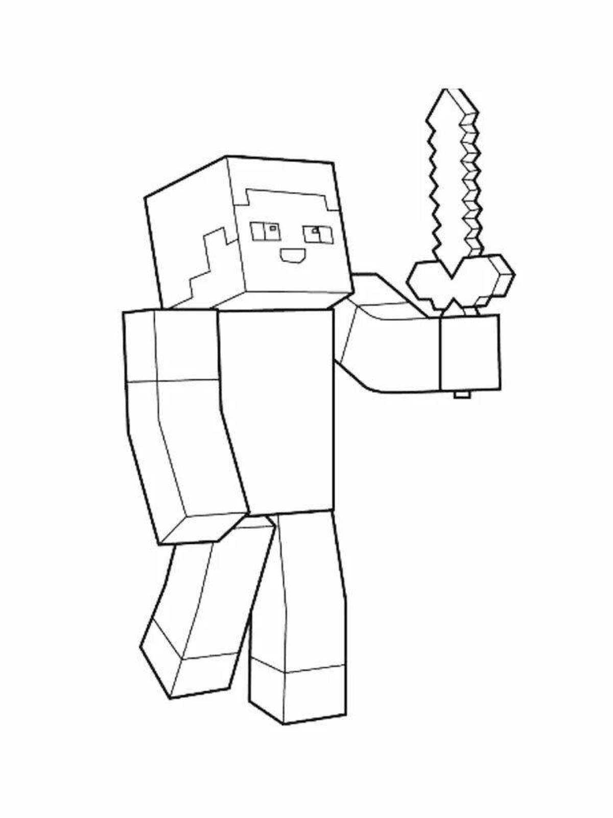 Color-incredible minecraft characters coloring page