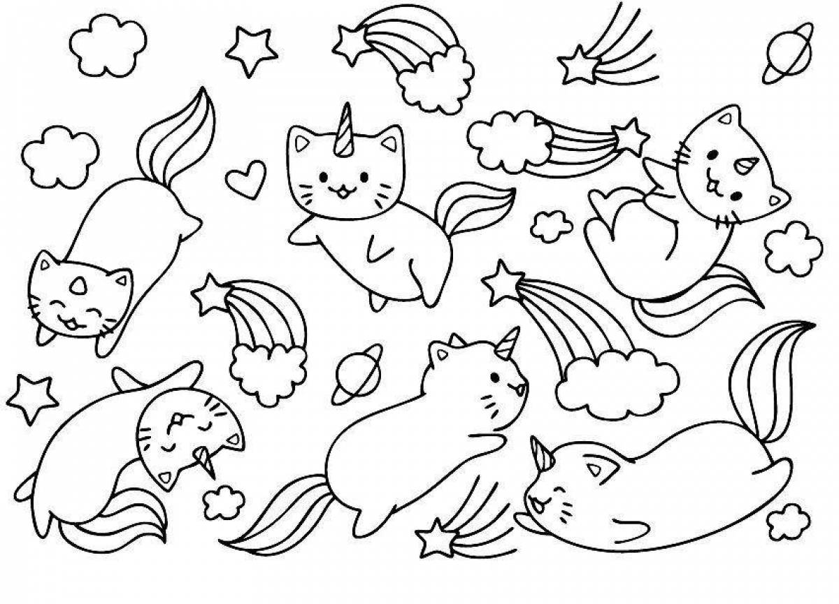 Мистическая раскраска кошка русалка