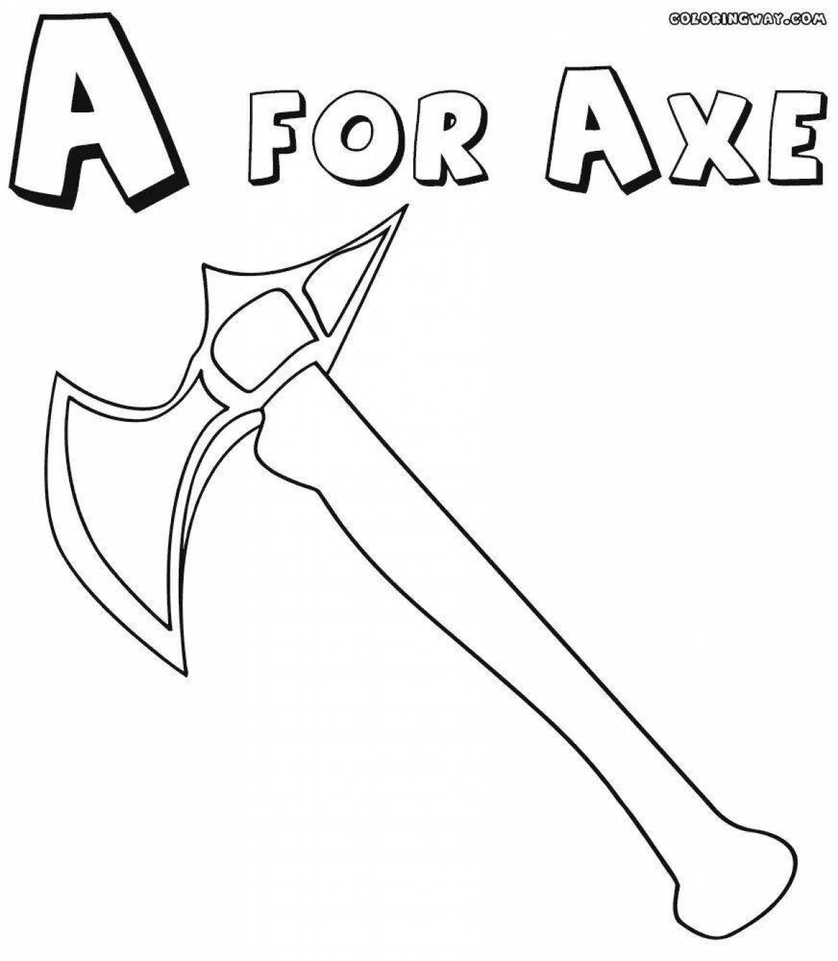 Creative minecraft ax coloring page