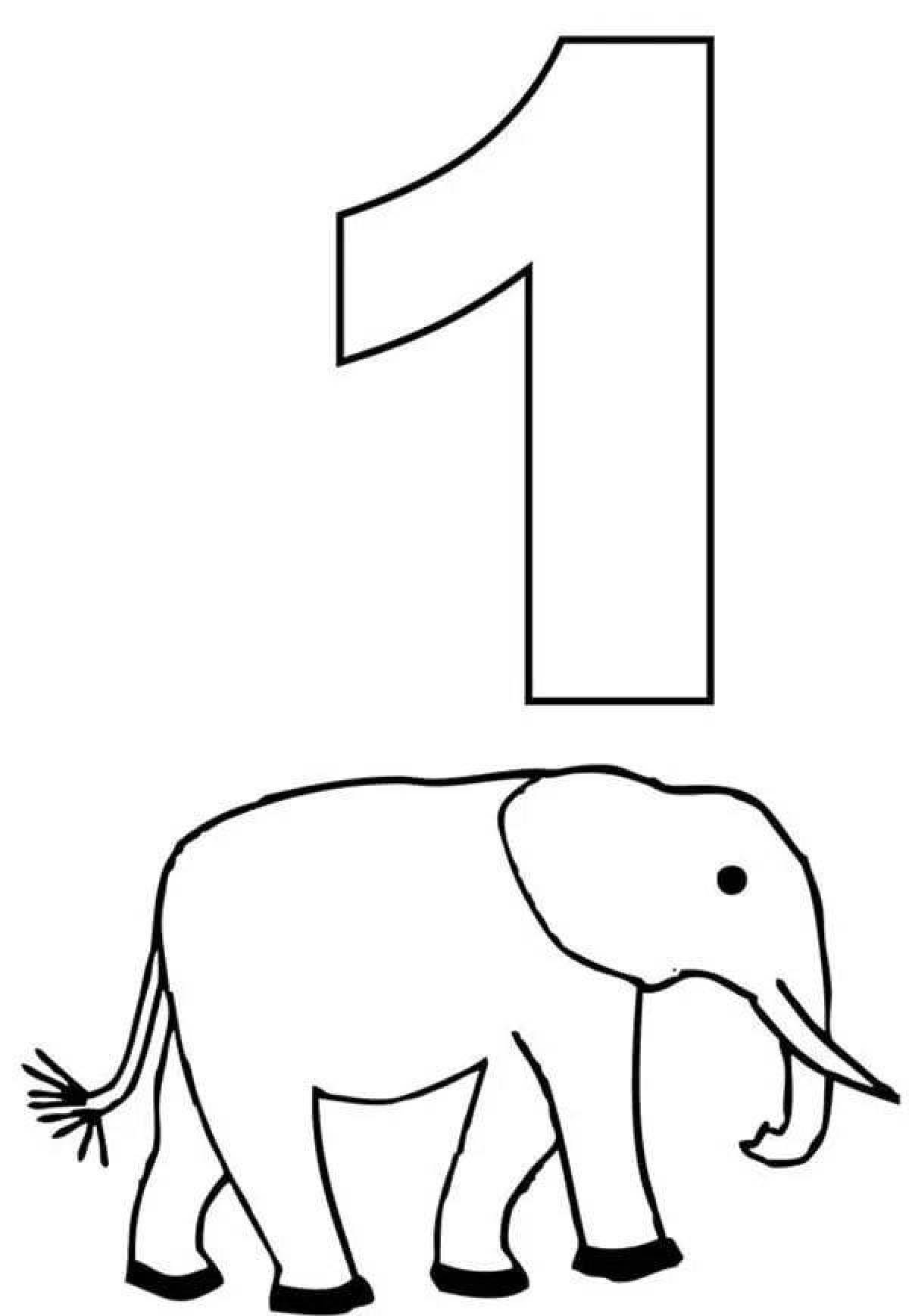 Shiny single number coloring page