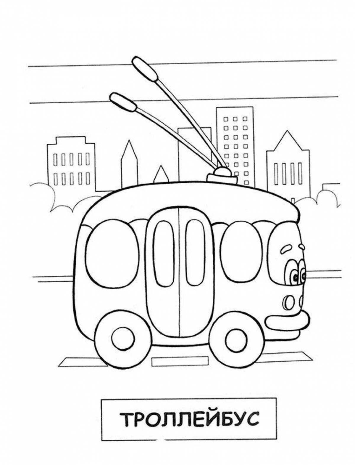 Оживленная страница раскраски общественного транспорта