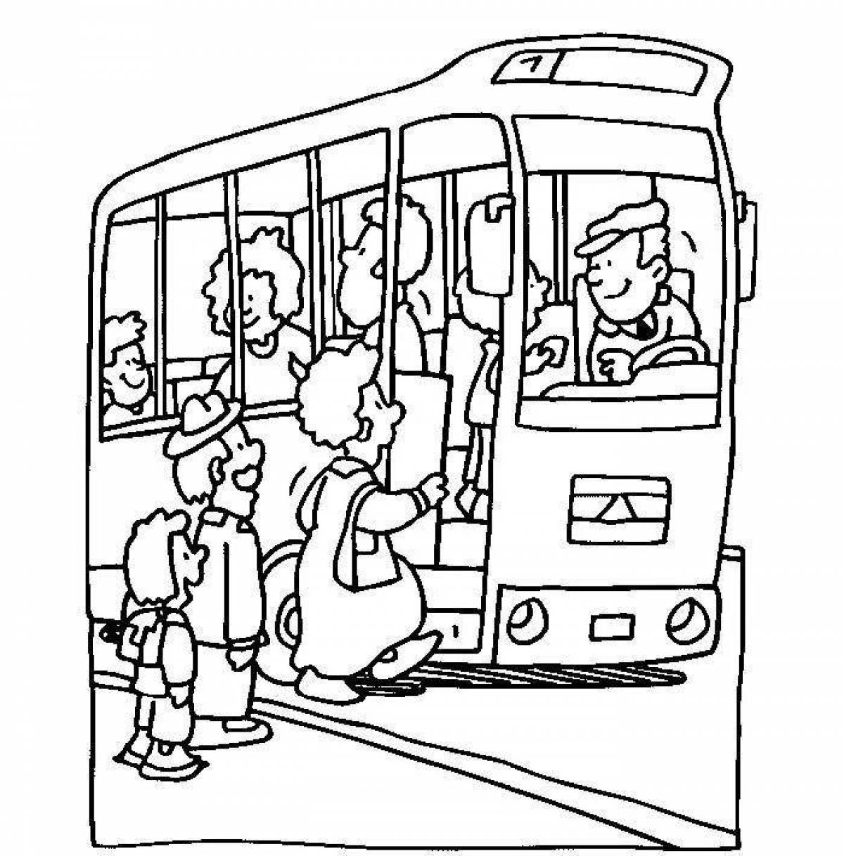 Славная страница раскраски общественного транспорта