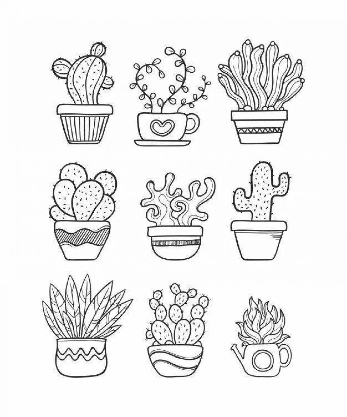 Charming cactus coloring book
