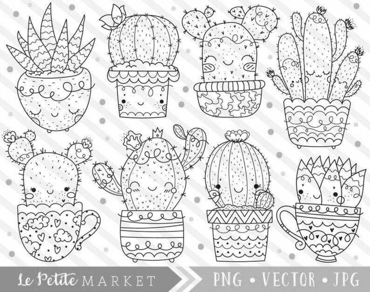 Funny cactus coloring pages