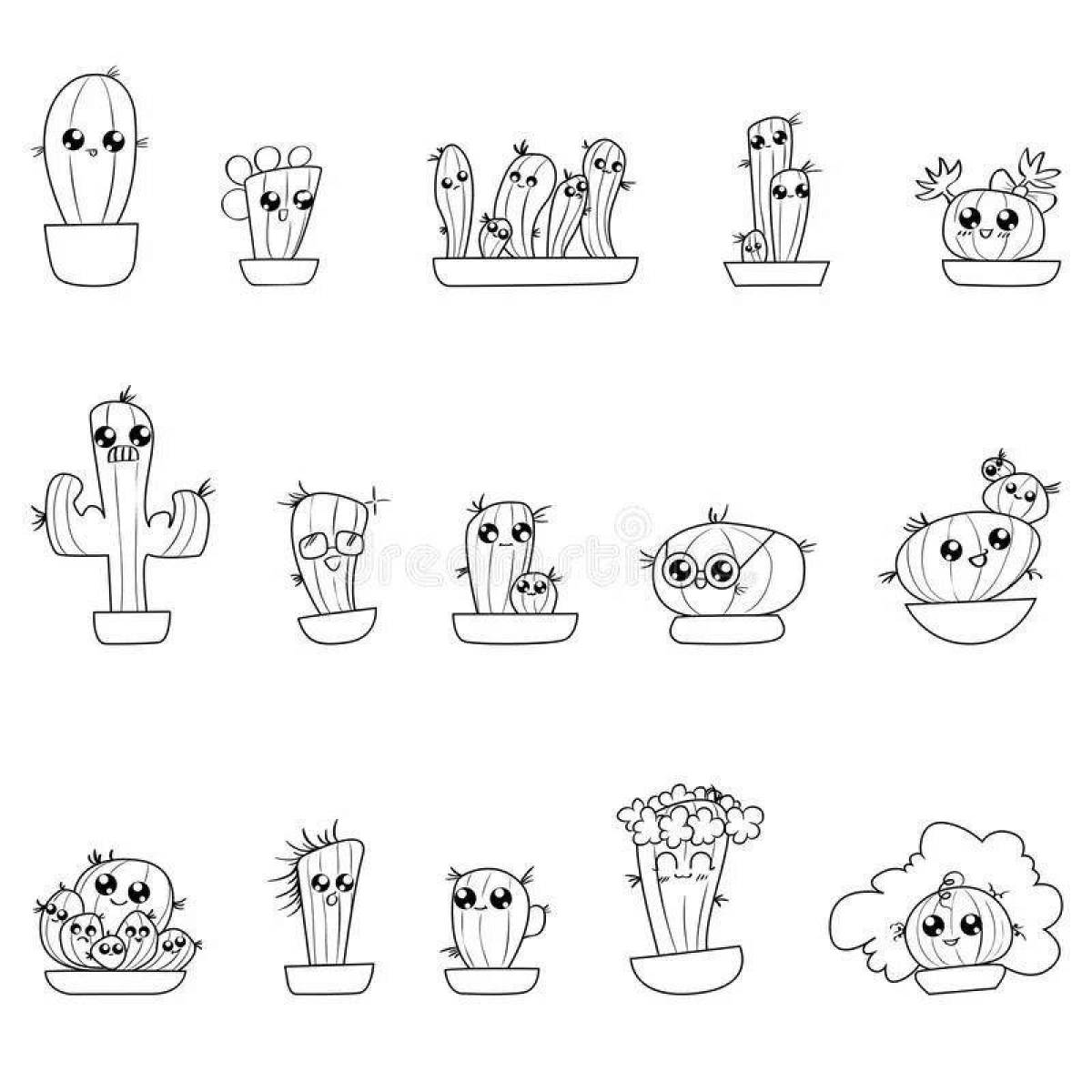Playful cactus coloring page
