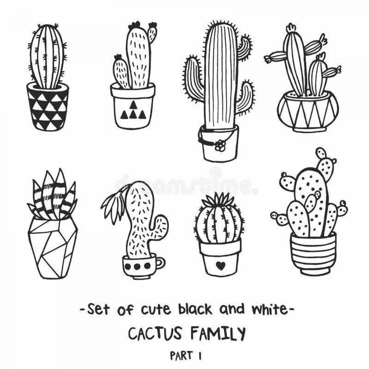 Adorable cactus coloring book