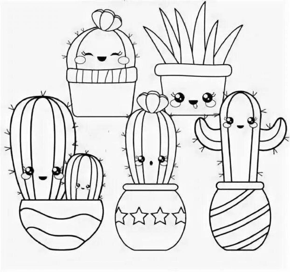 Beautiful cactus coloring page