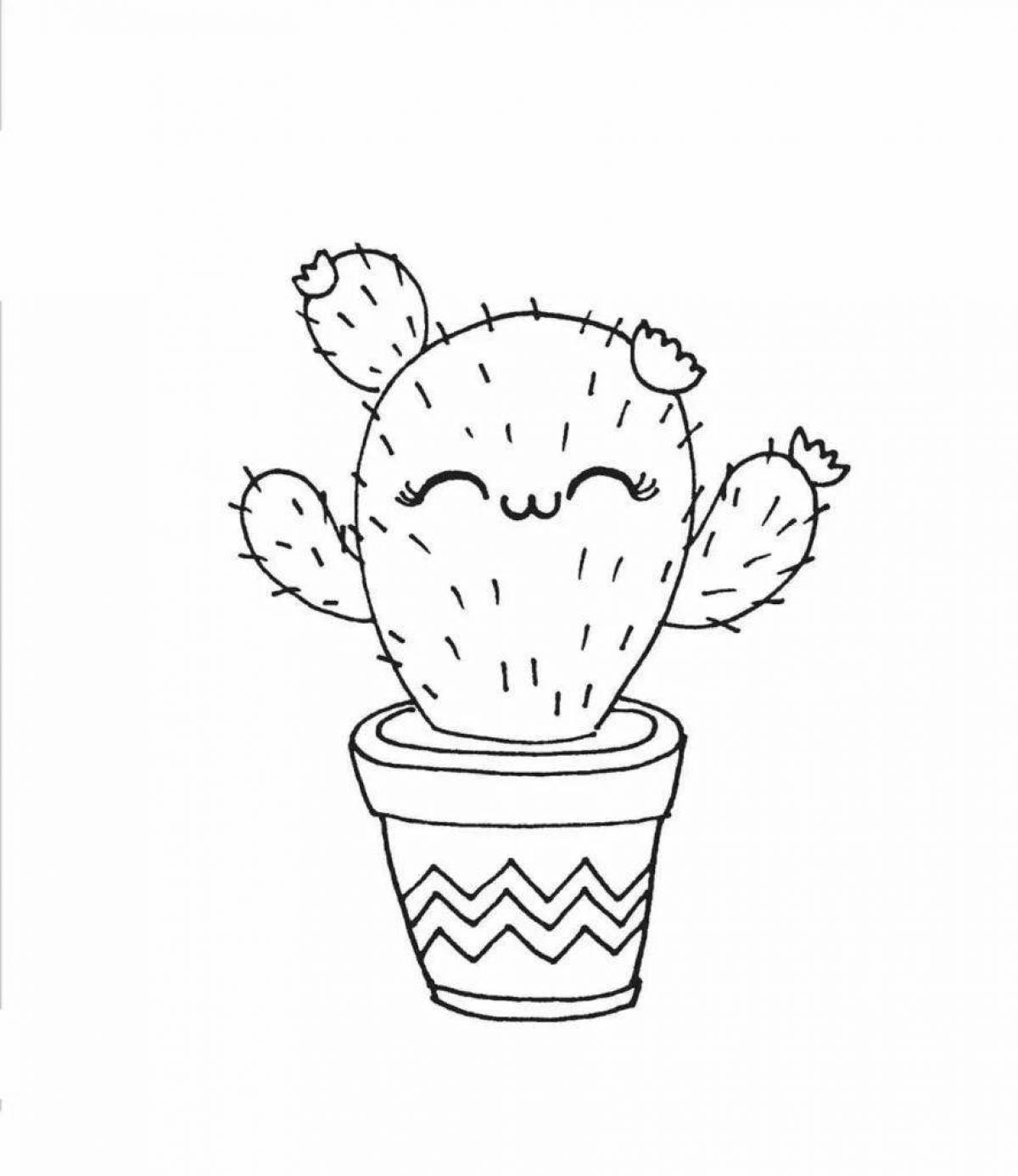 Colorful cactus coloring book