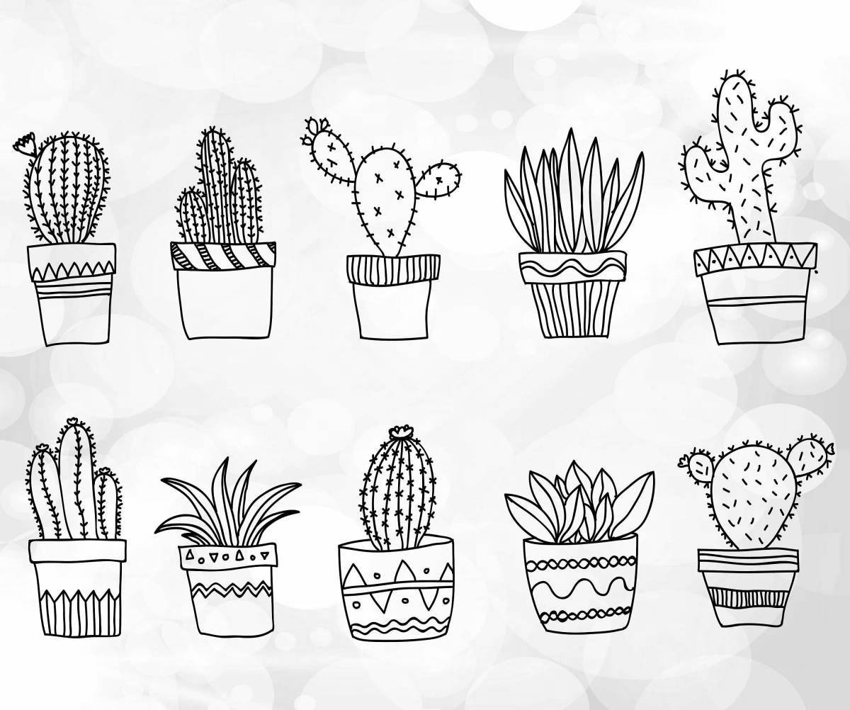 Раскраска светящиеся кактусы