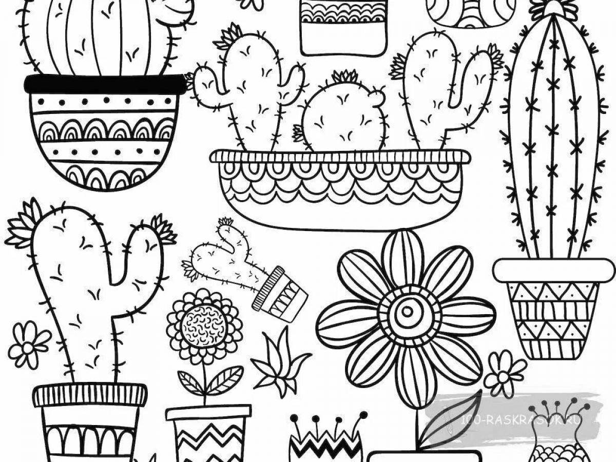 Humorous coloring cacti