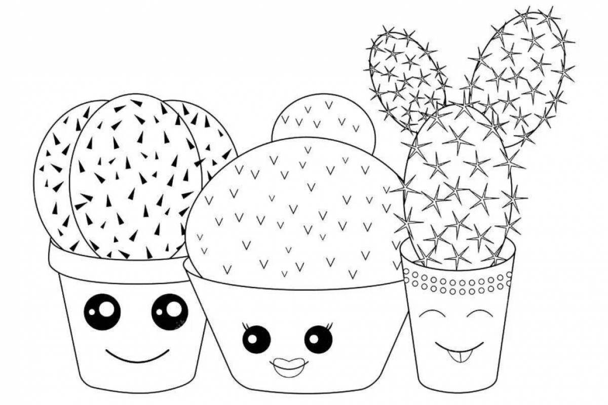 Cute cactus coloring book