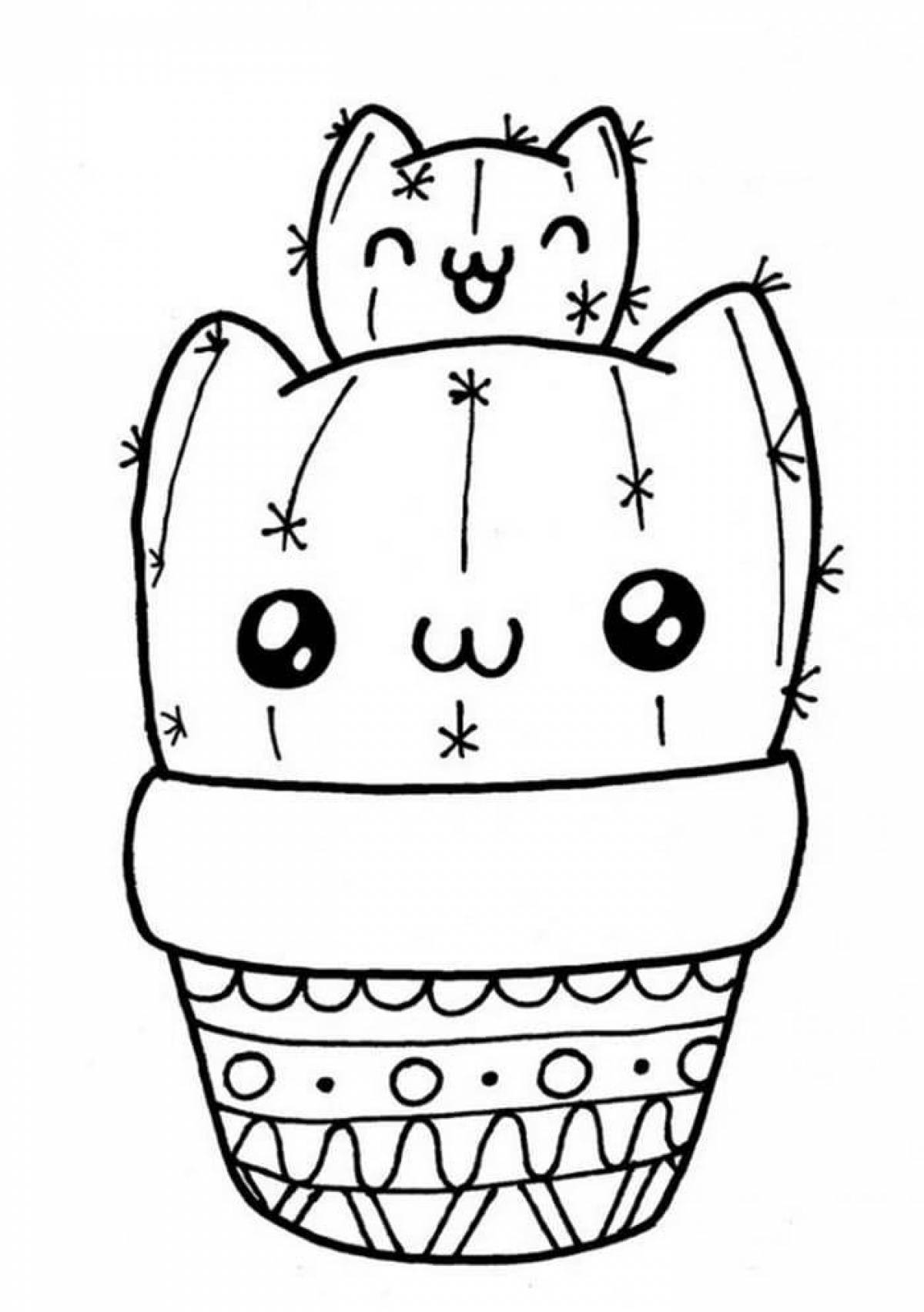 Cozy cactus coloring page