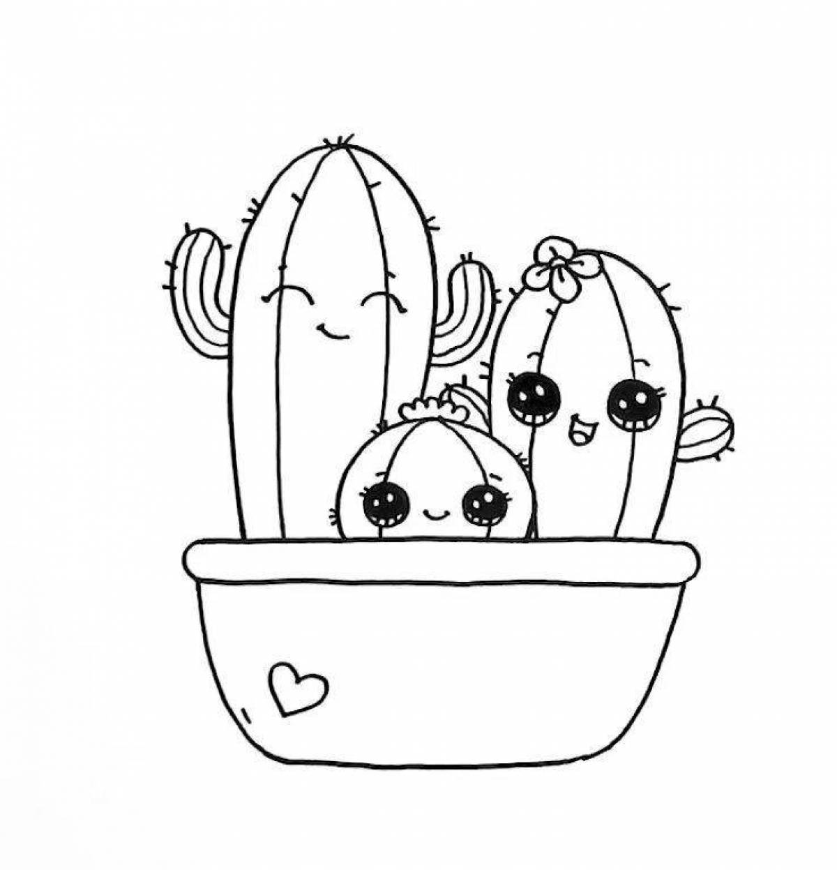 Cute cactus coloring page
