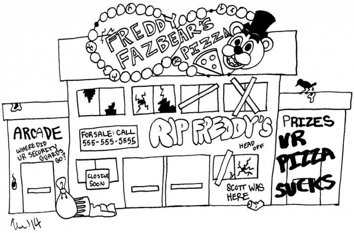 Colorful freddy's pizzeria coloring page