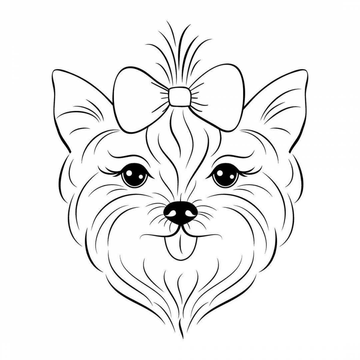Coloring page of a sociable york dog
