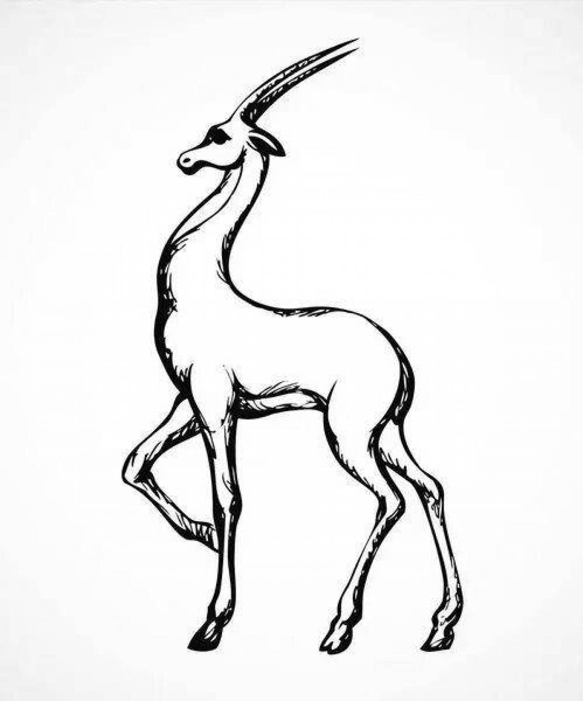 Awesome Golden Antelope Coloring Page