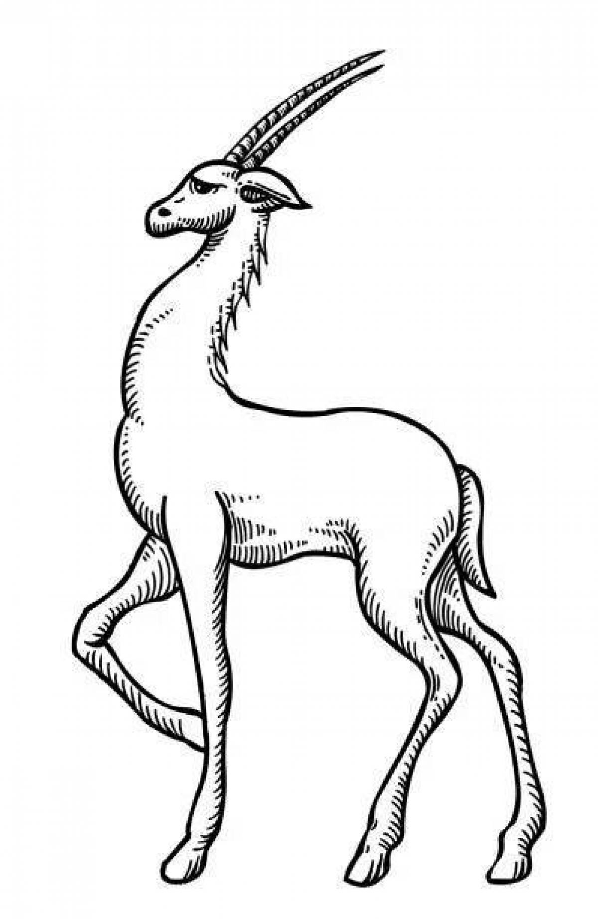 Coloring page dazzling golden antelope