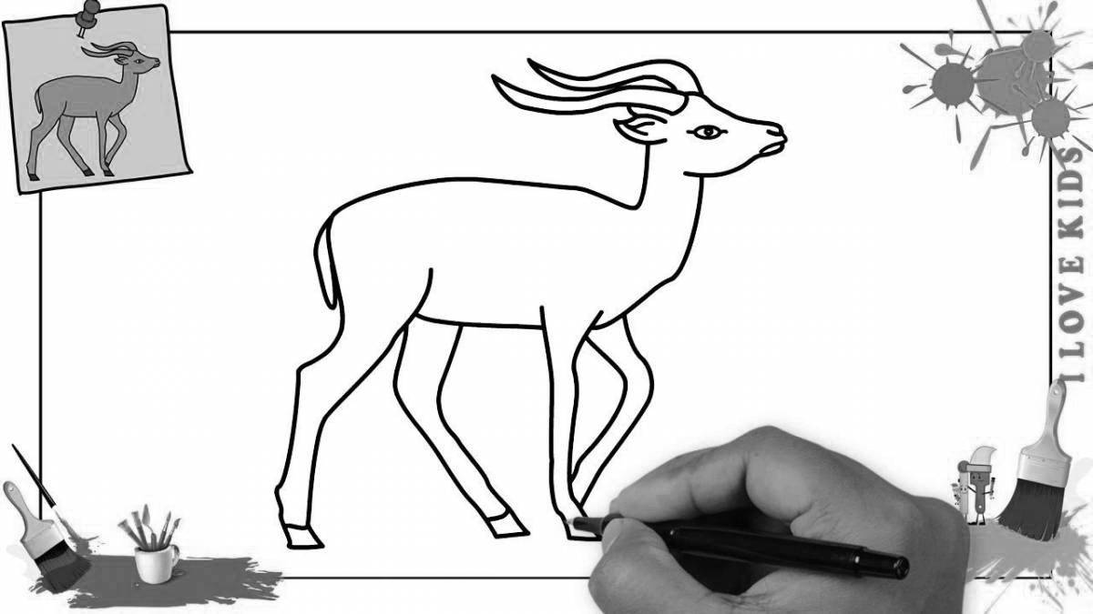 Adorable golden antelope coloring book