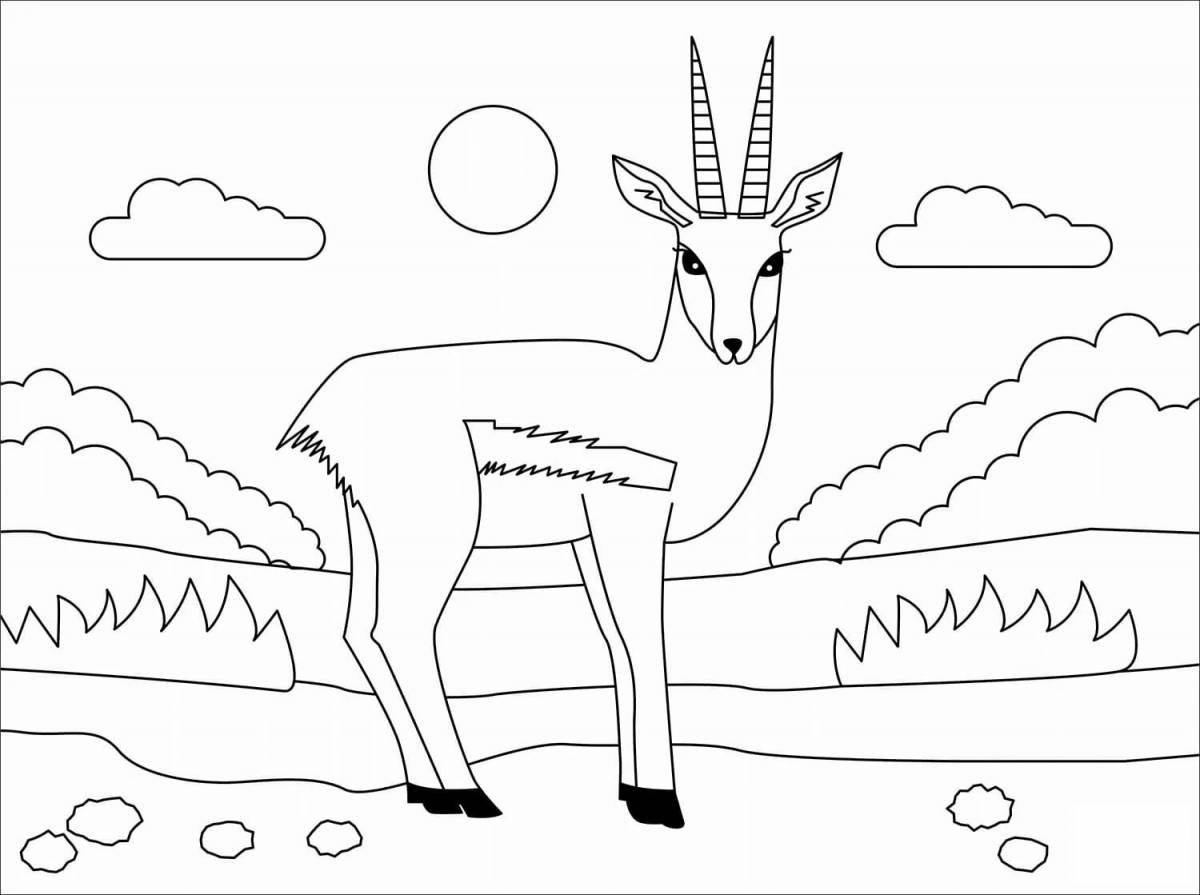 Coloring page joyful golden antelope