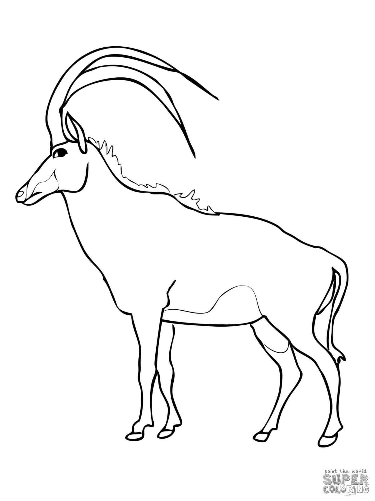 Rampant golden antelope coloring page