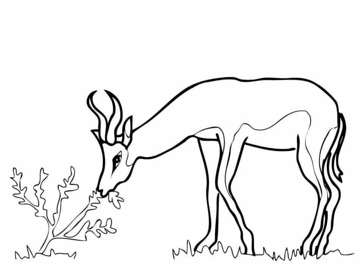 Раскраска оживленная золотая антилопа