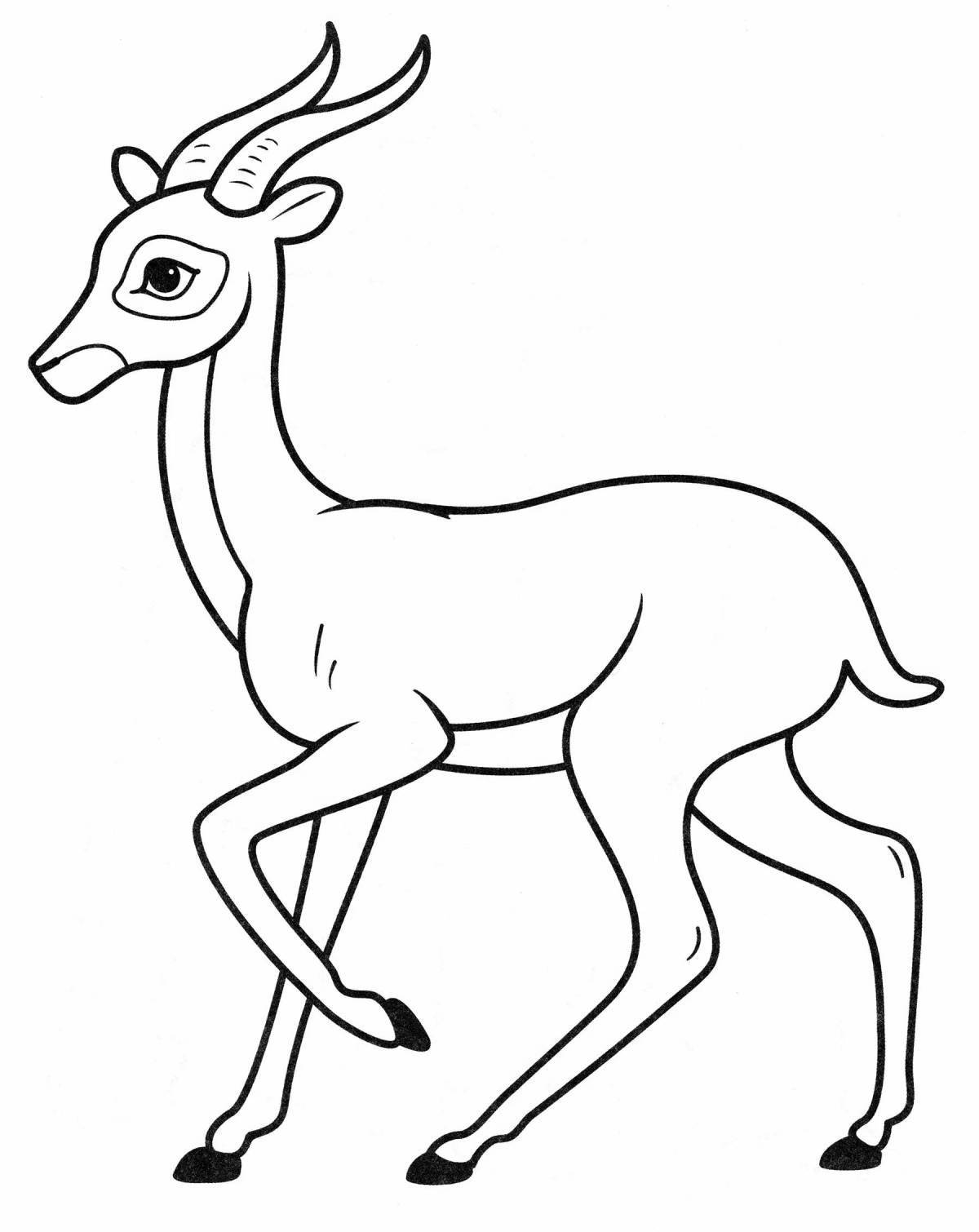 Animated golden antelope coloring page