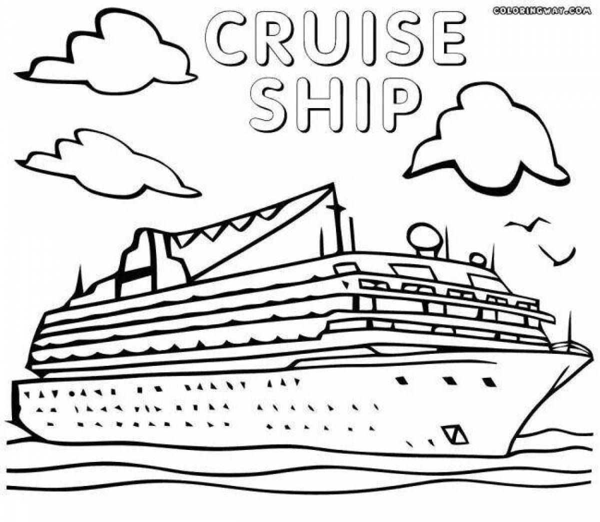Poseidon's majestic ship coloring page