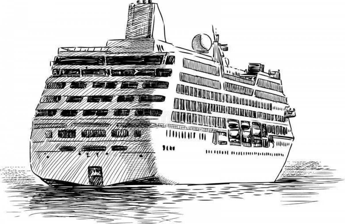 Фото Впечатляющая страница раскраски корабля посейдона