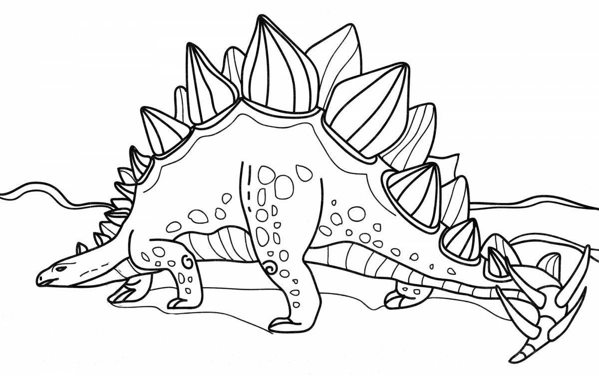 Уникальная страница раскраски стегозавра