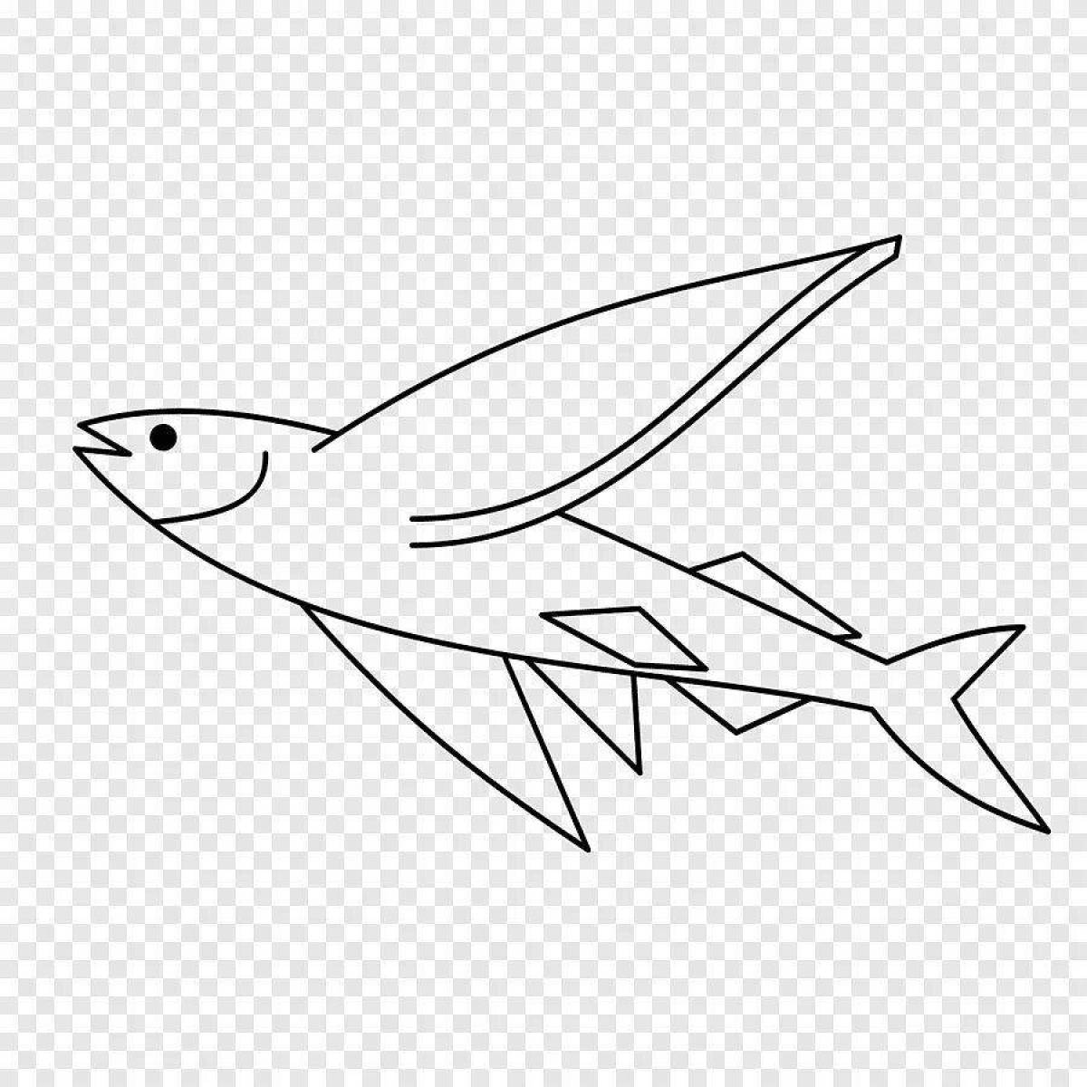 Фото Анимированная страница раскраски летучих рыб