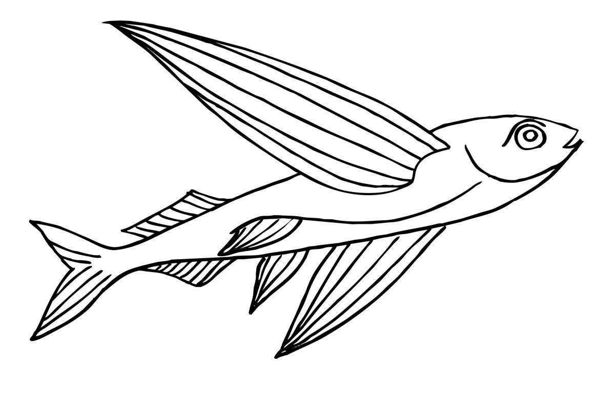 Fancy flying fish coloring page