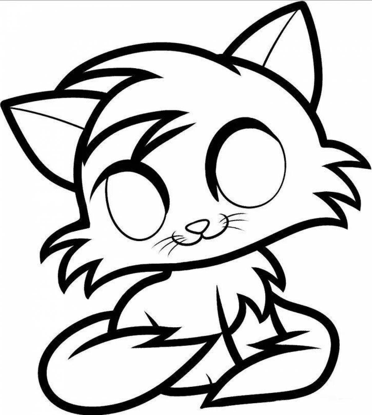 Playful anime cat coloring page